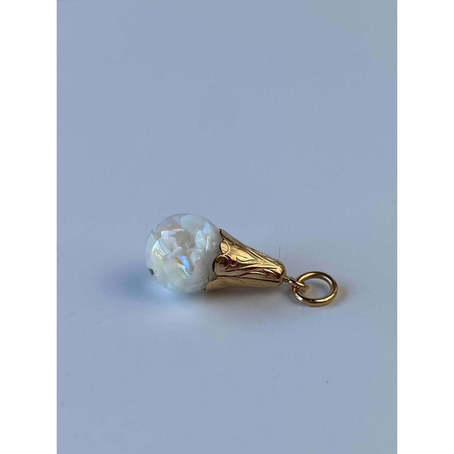Vintage Solid 10k Yellow Gold Opal Resin Bubble Charm