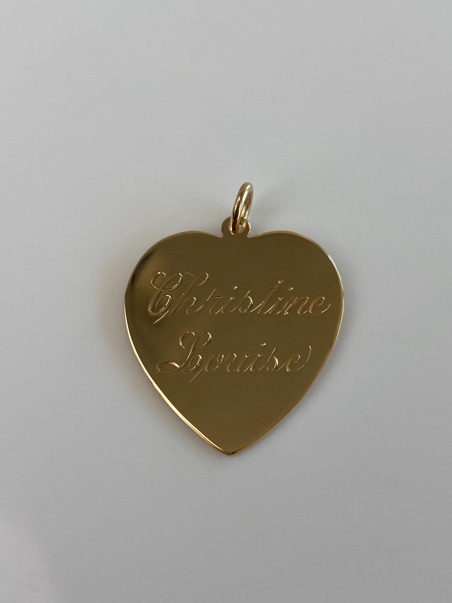Vintage Solid 14k Yellow Gold 'Christine Louise' Engraved Heart Charm