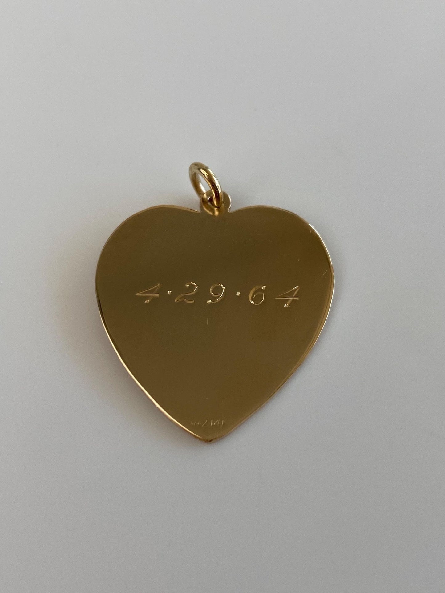 Vintage Solid 14k Yellow Gold 'Christine Louise' Engraved Heart Charm