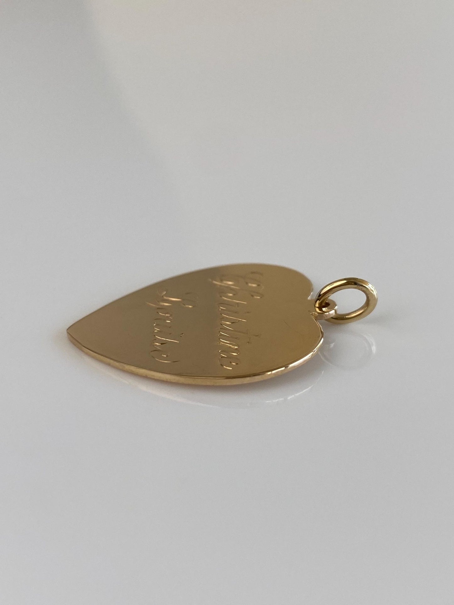 Vintage Solid 14k Yellow Gold 'Christine Louise' Engraved Heart Charm