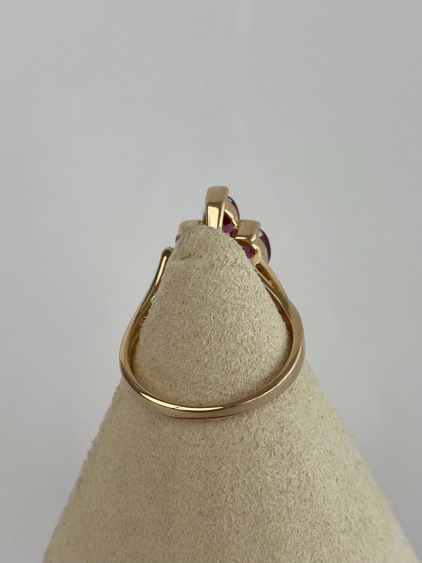 Vintage Solid 14k Yellow Gold Pink Tourmaline Cluster Ring - Size 7