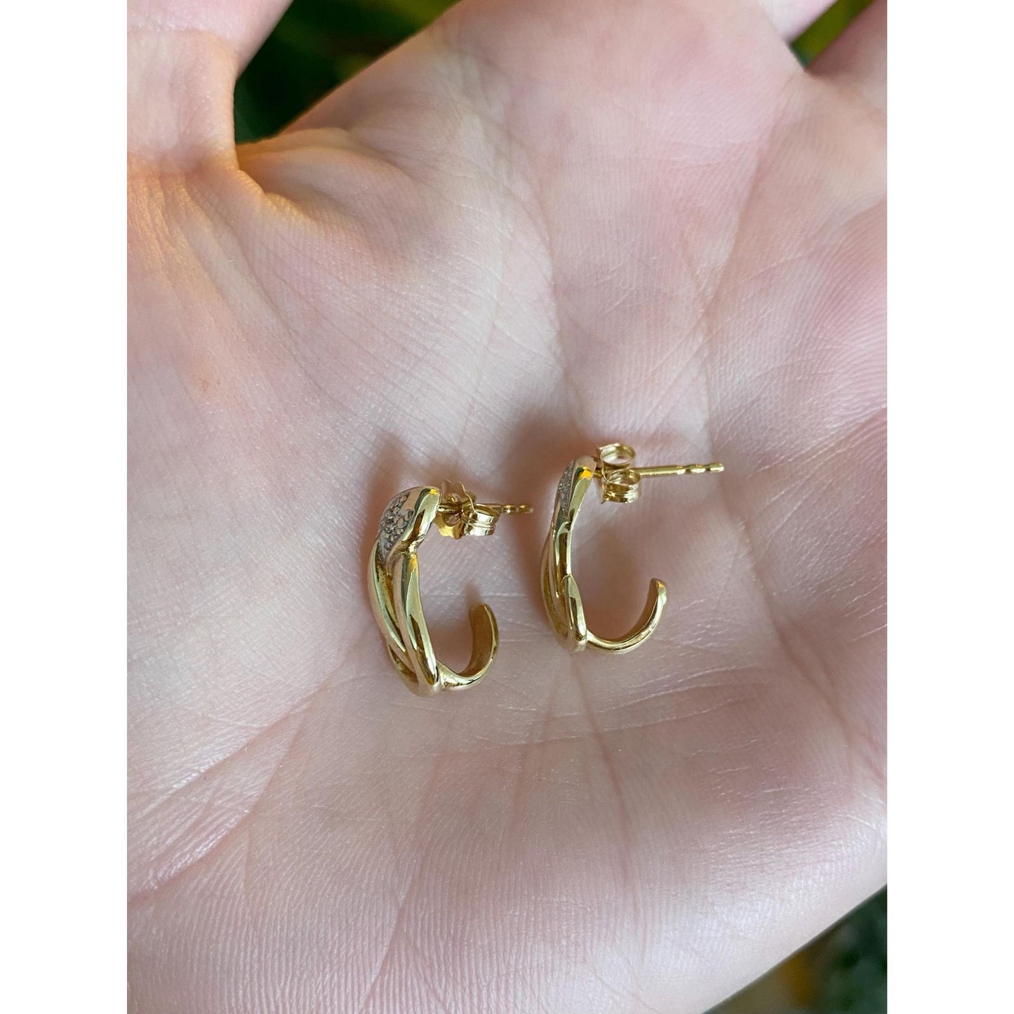 Vintage Solid 14k Yellow Gold Diamond Drop Earrings