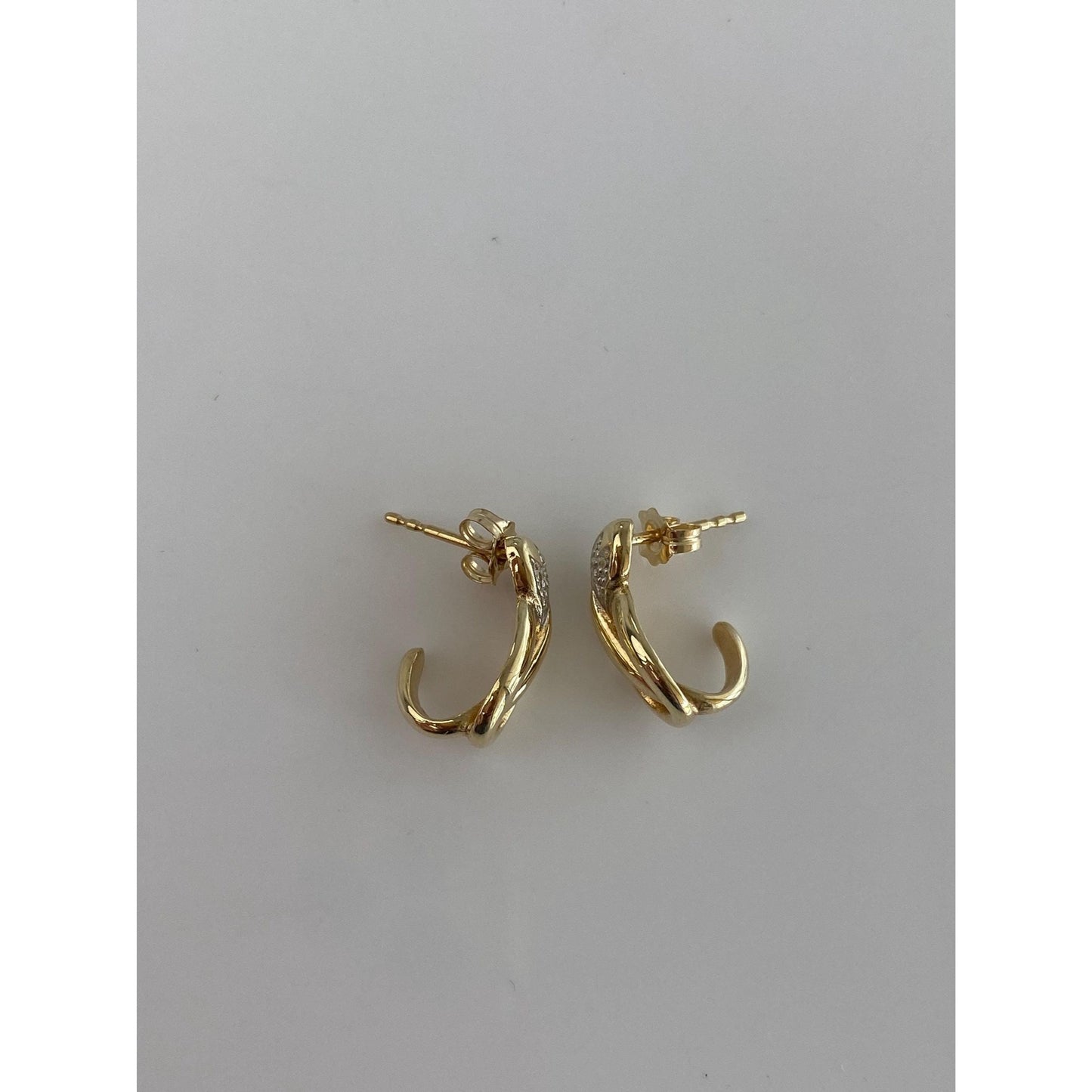 Vintage Solid 14k Yellow Gold Diamond Drop Earrings