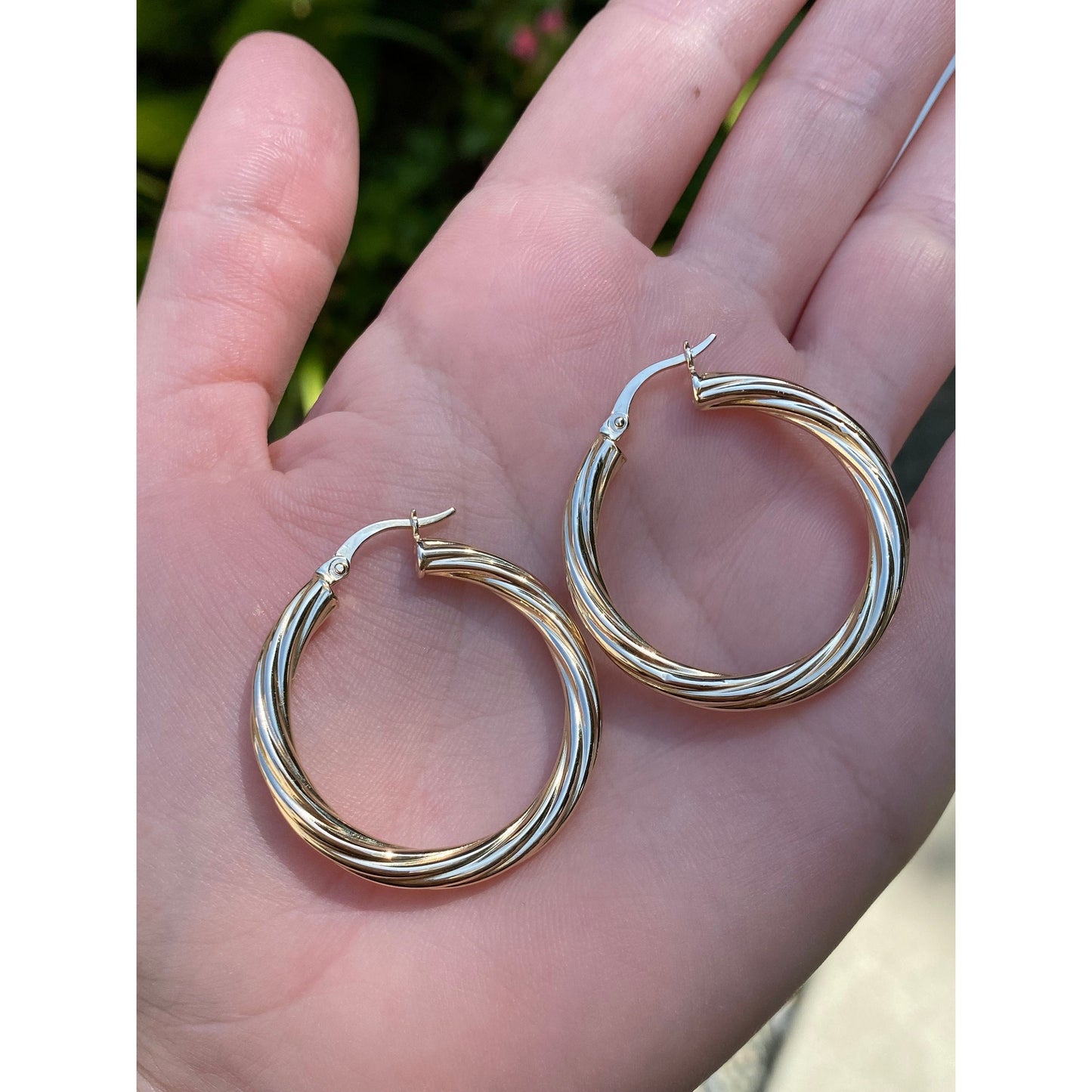 Vintage 14k Yellow Gold Twisted Hoop Earrings