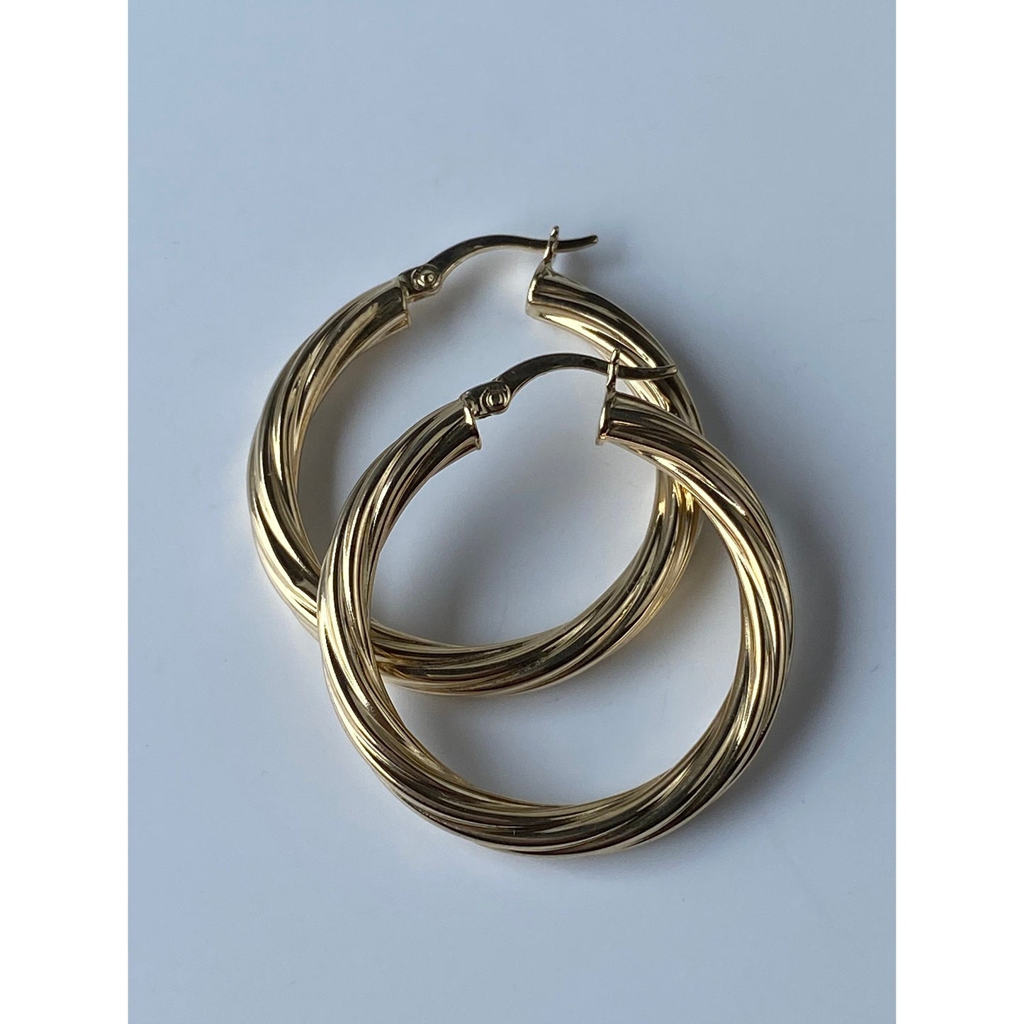 Vintage 14k Yellow Gold Twisted Hoop Earrings