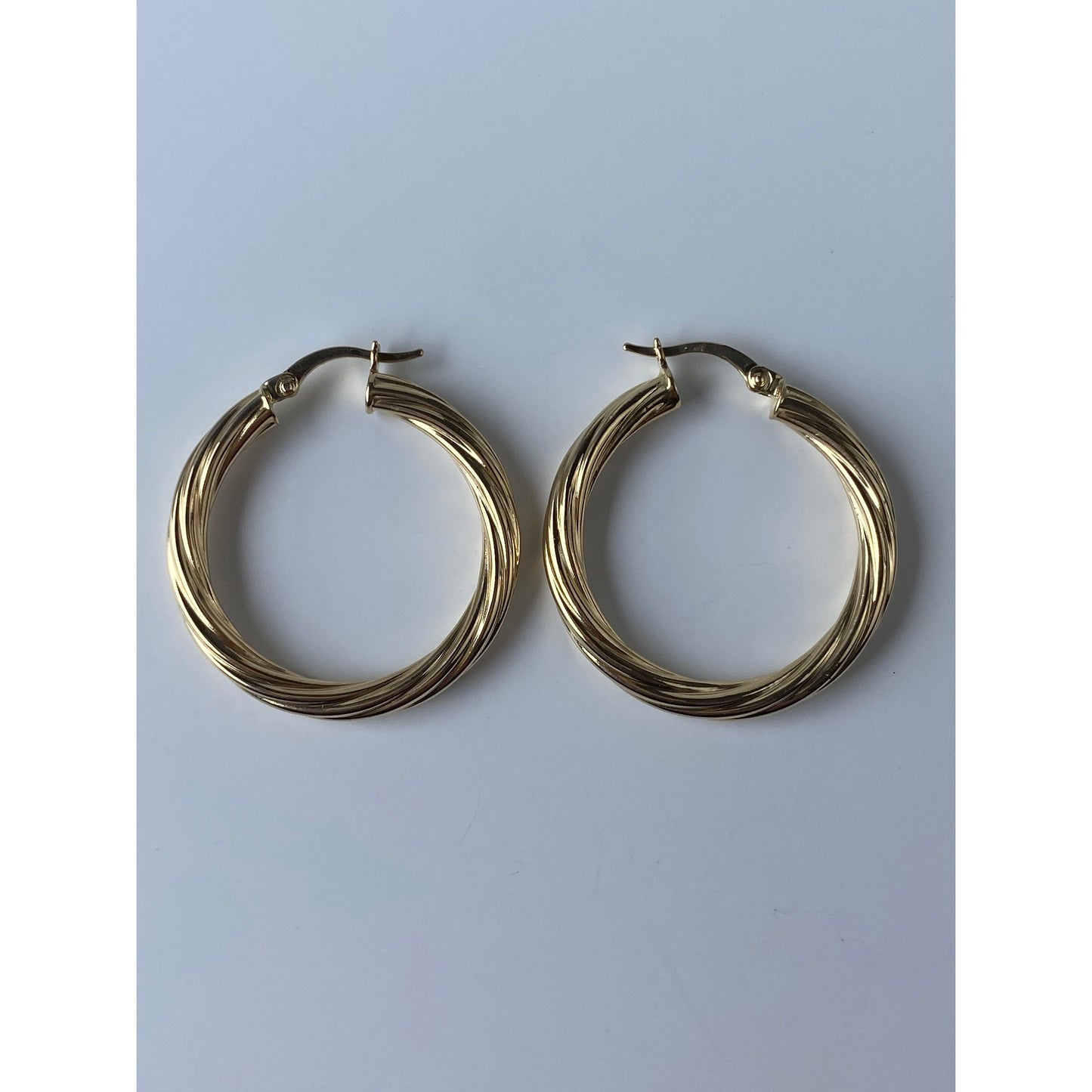 Vintage 14k Yellow Gold Twisted Hoop Earrings