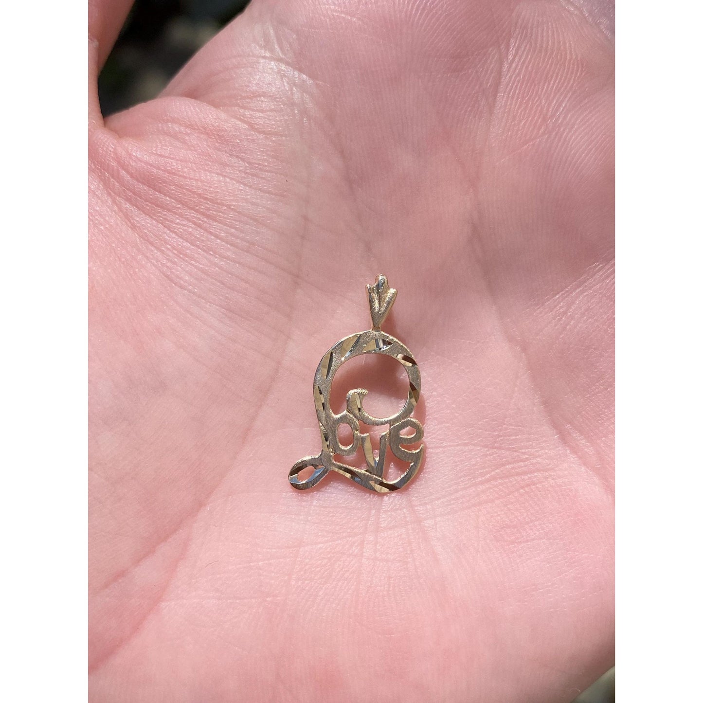 Vintage Solid 14k Yellow Gold Diamond Cut Love Charm