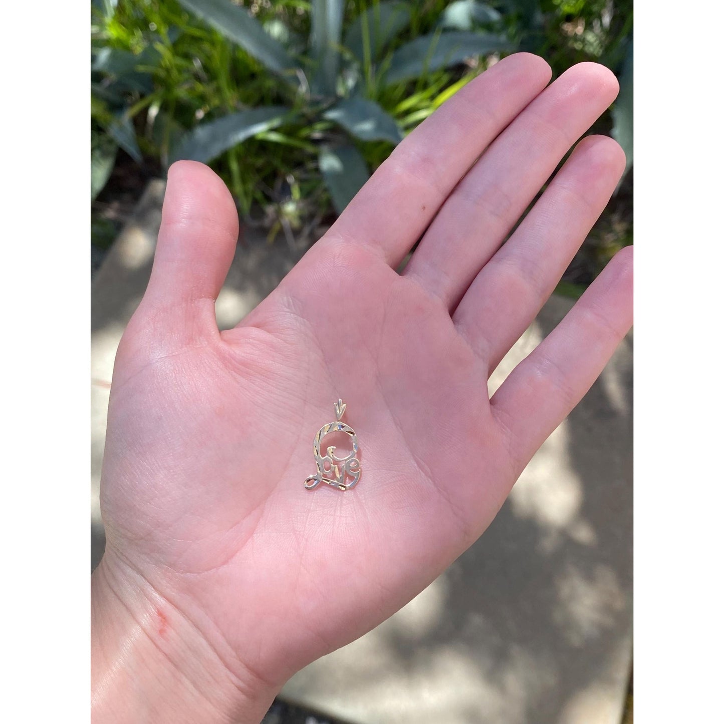 Vintage Solid 14k Yellow Gold Diamond Cut Love Charm