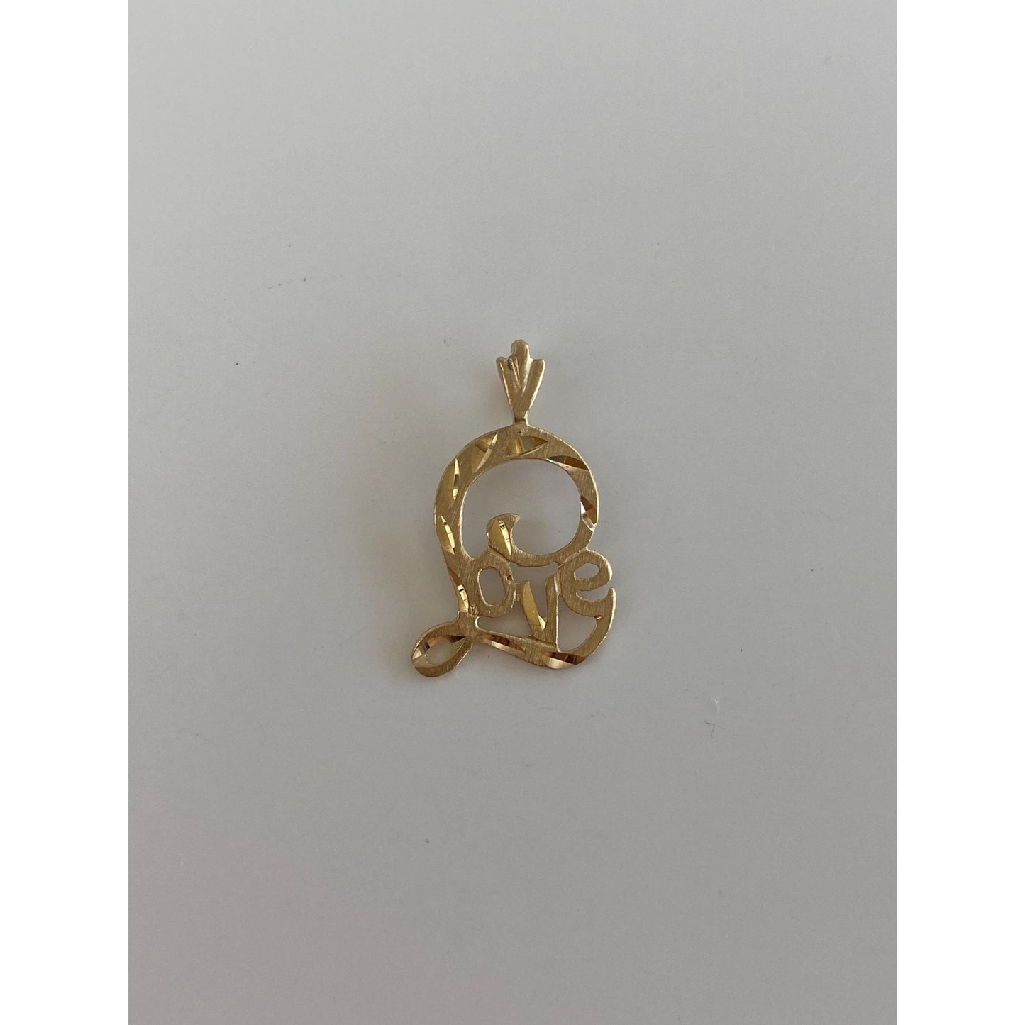 Vintage Solid 14k Yellow Gold Diamond Cut Love Charm