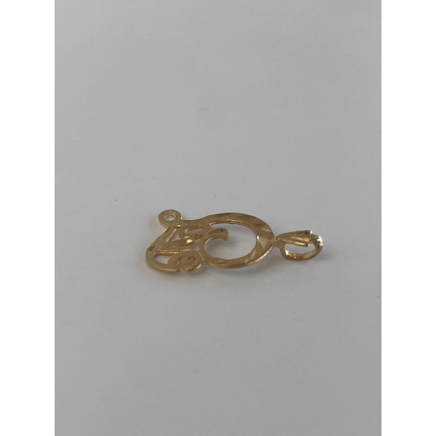 Vintage Solid 14k Yellow Gold Diamond Cut Love Charm