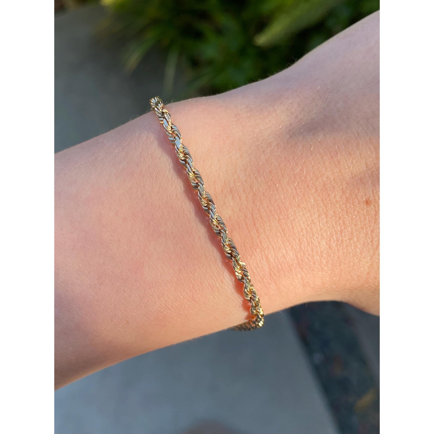 Vintage Solid 14k Yellow Gold Rope Chain Bracelet - 8 inches