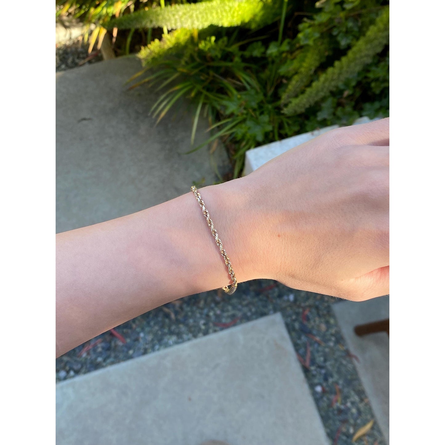 Vintage Solid 14k Yellow Gold Rope Chain Bracelet - 8 inches
