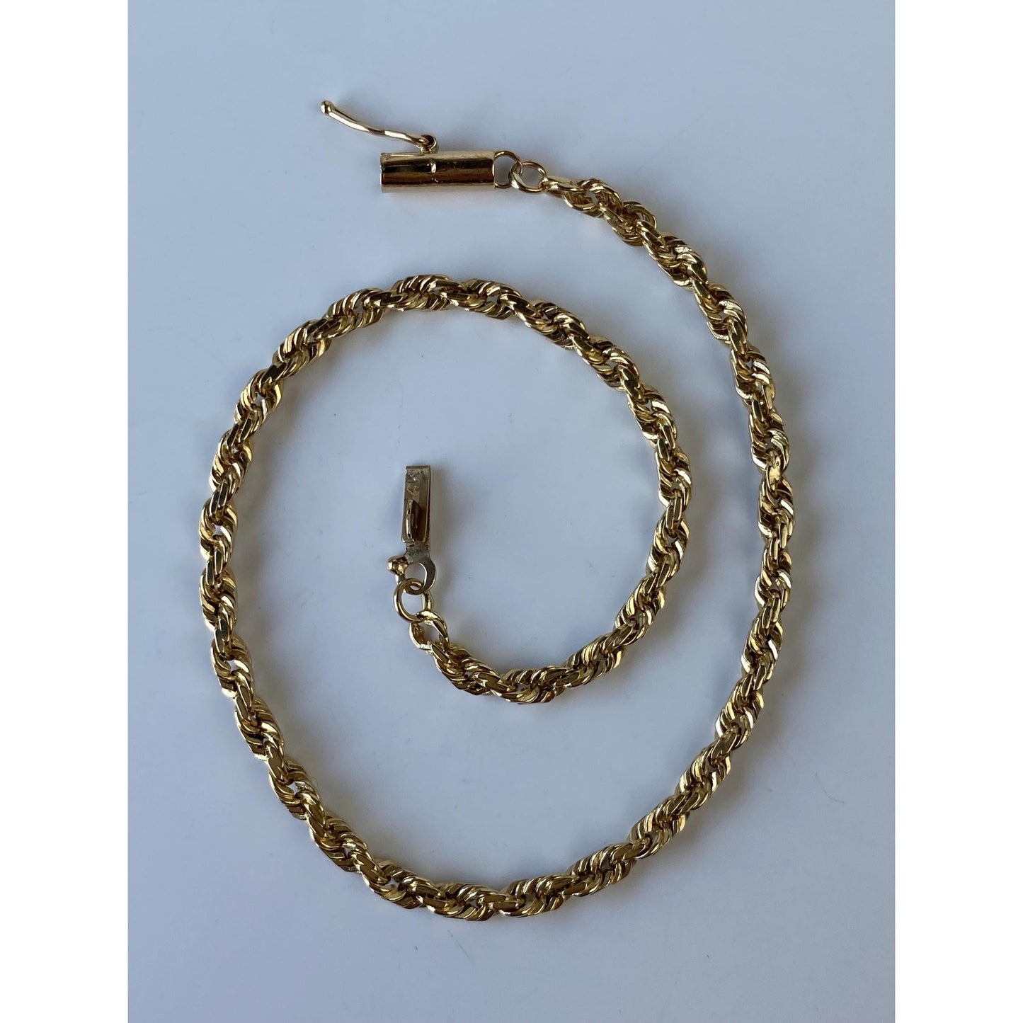 Vintage Solid 14k Yellow Gold Rope Chain Bracelet - 8 inches