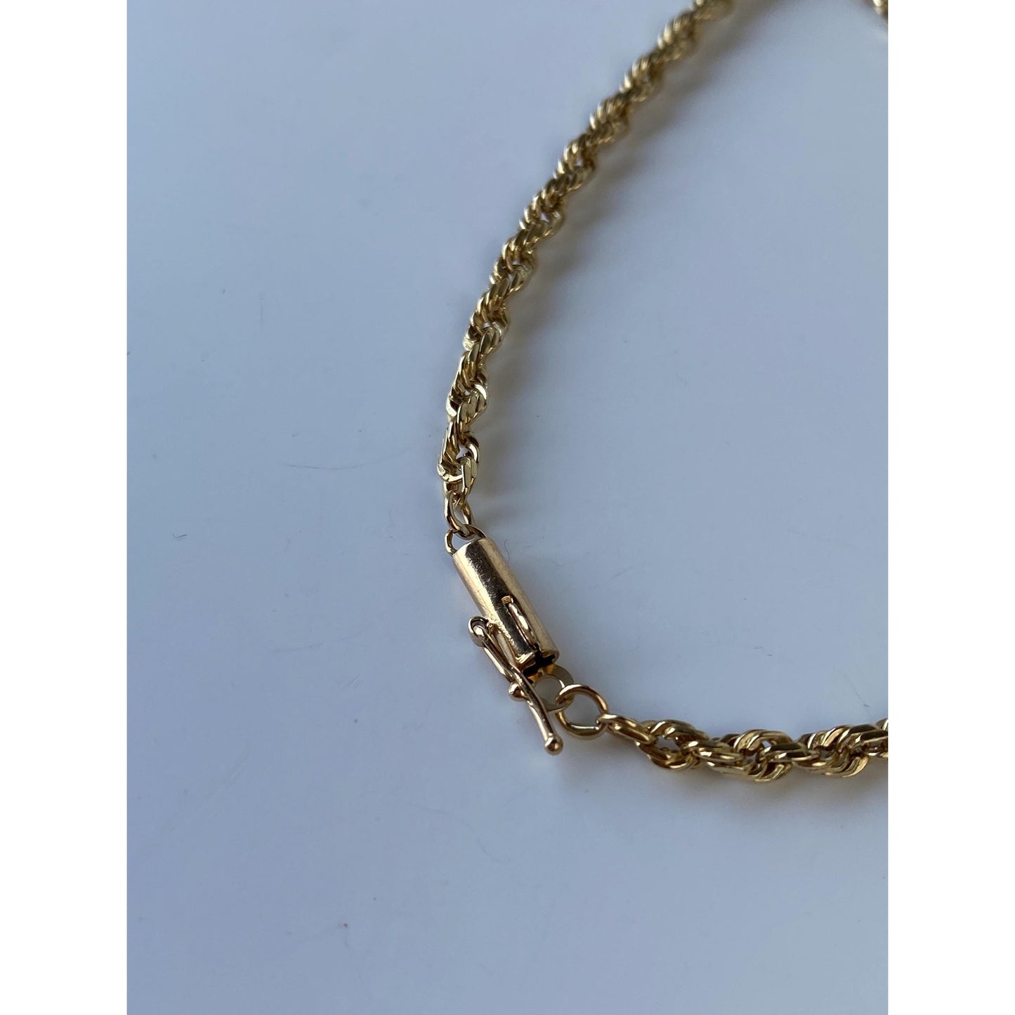 Vintage Solid 14k Yellow Gold Rope Chain Bracelet - 8 inches