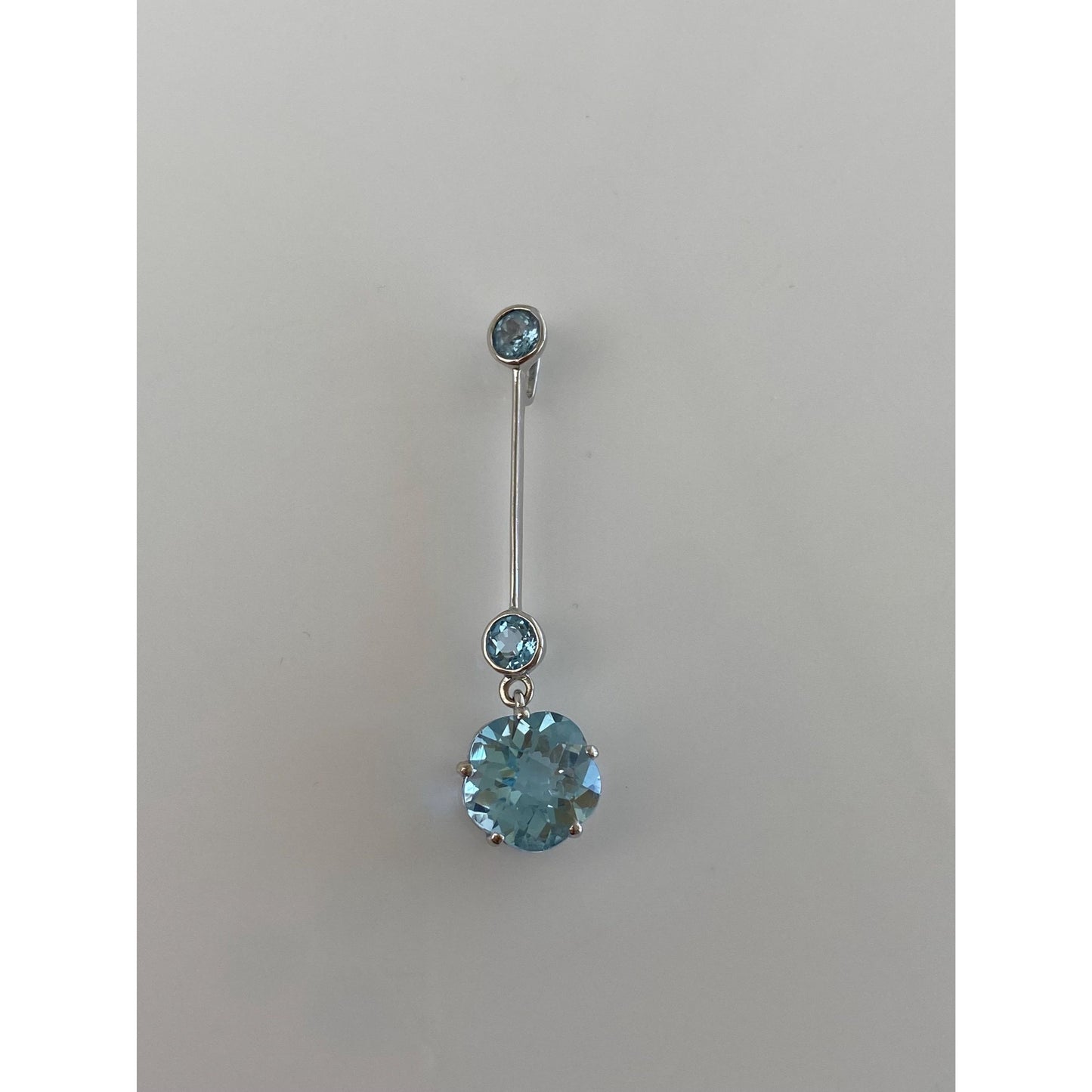 Solid 14k White Gold Topaz Dangle Slide Charm