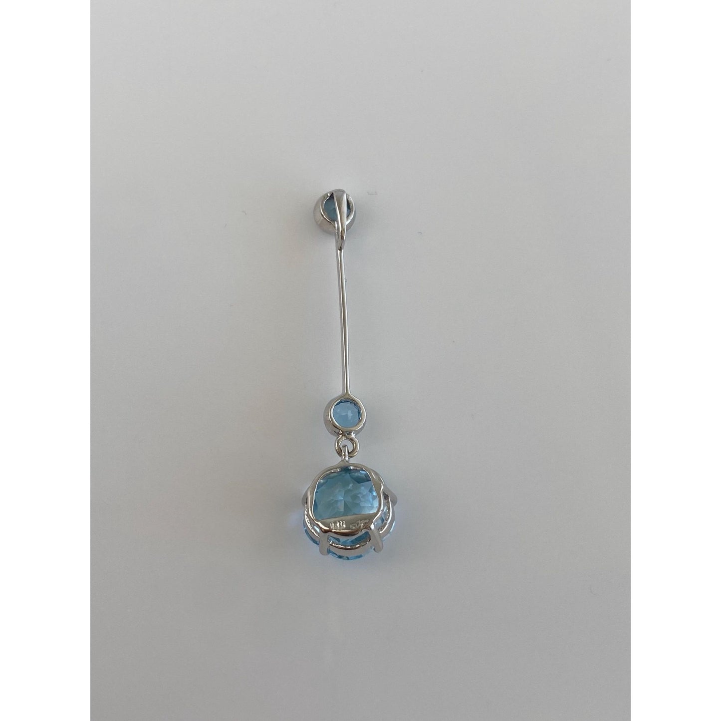 Solid 14k White Gold Topaz Dangle Slide Charm