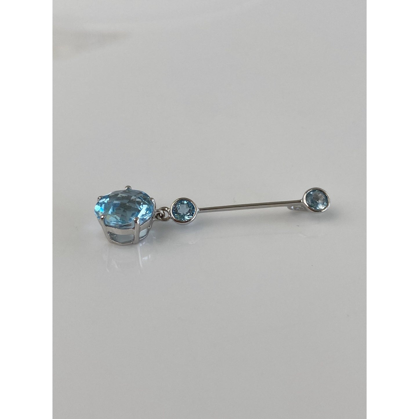 Solid 14k White Gold Topaz Dangle Slide Charm