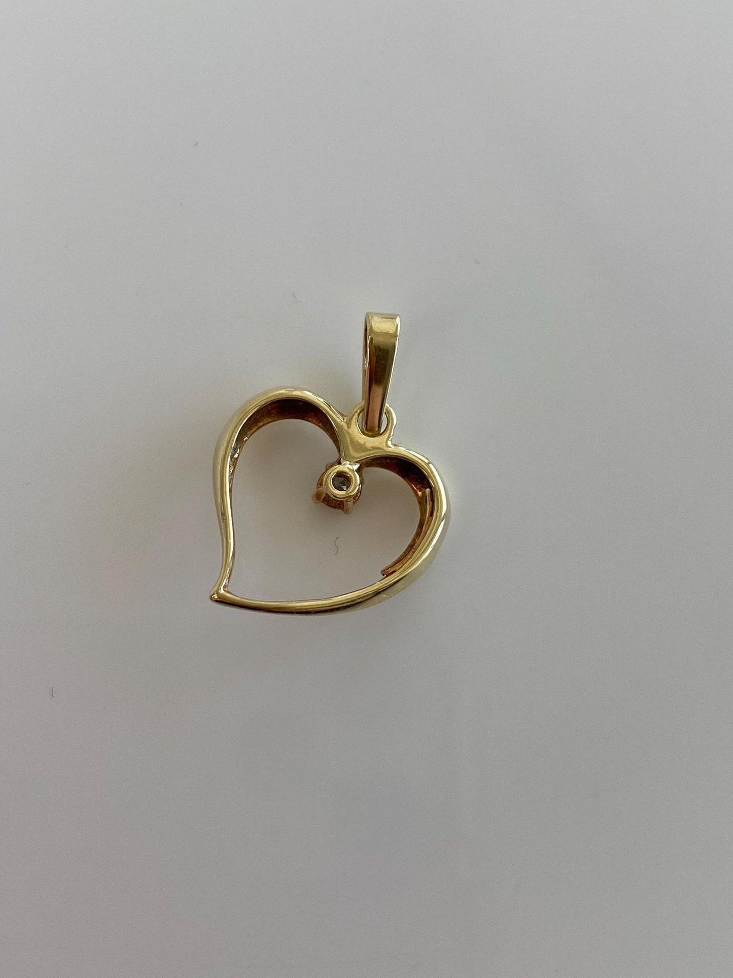 Vintage Solid 14k Yellow Gold Diamond Heart Charm