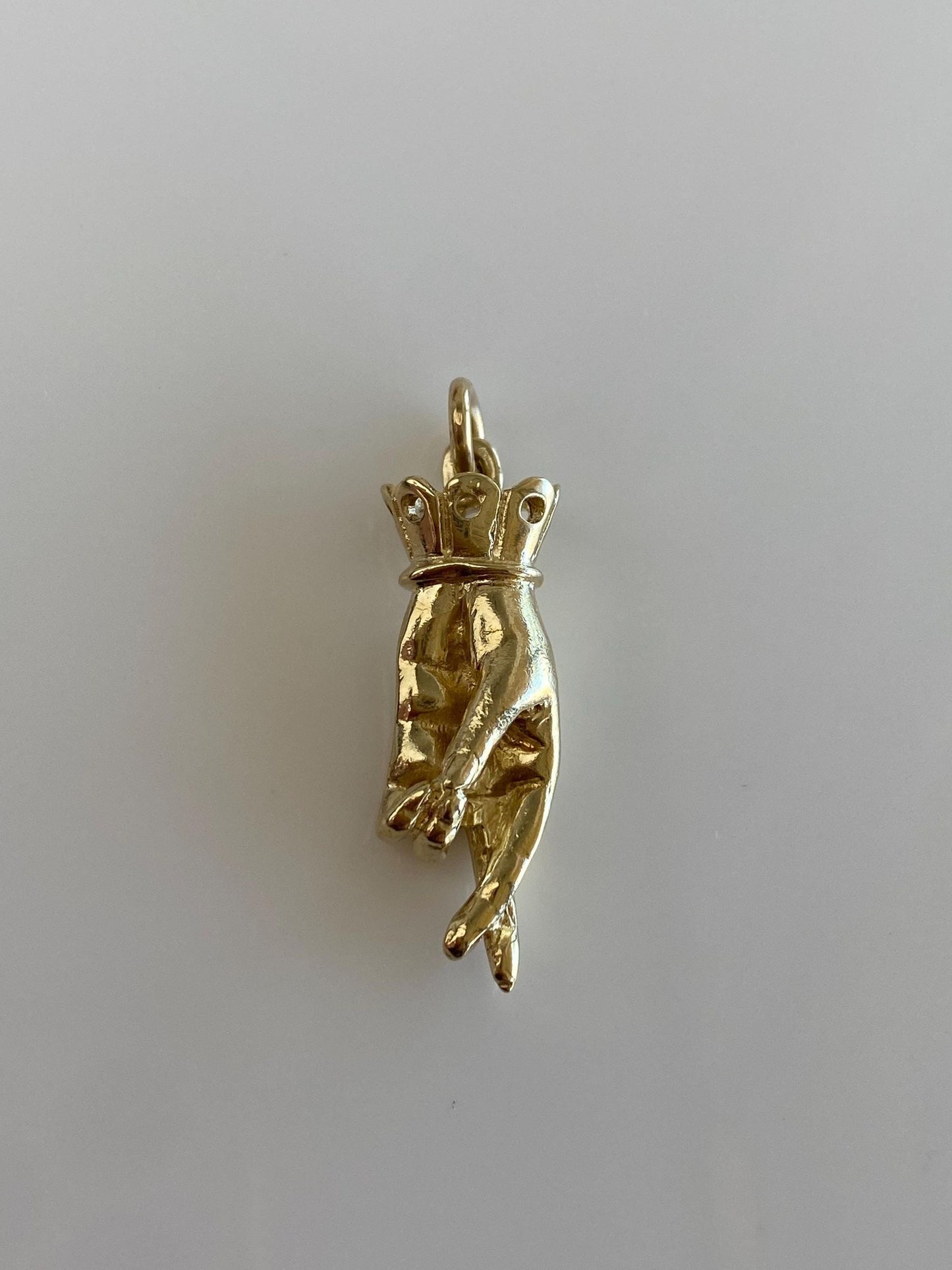 Vintage Solid 14k Yellow Gold Fingers Crossed Hand Charm