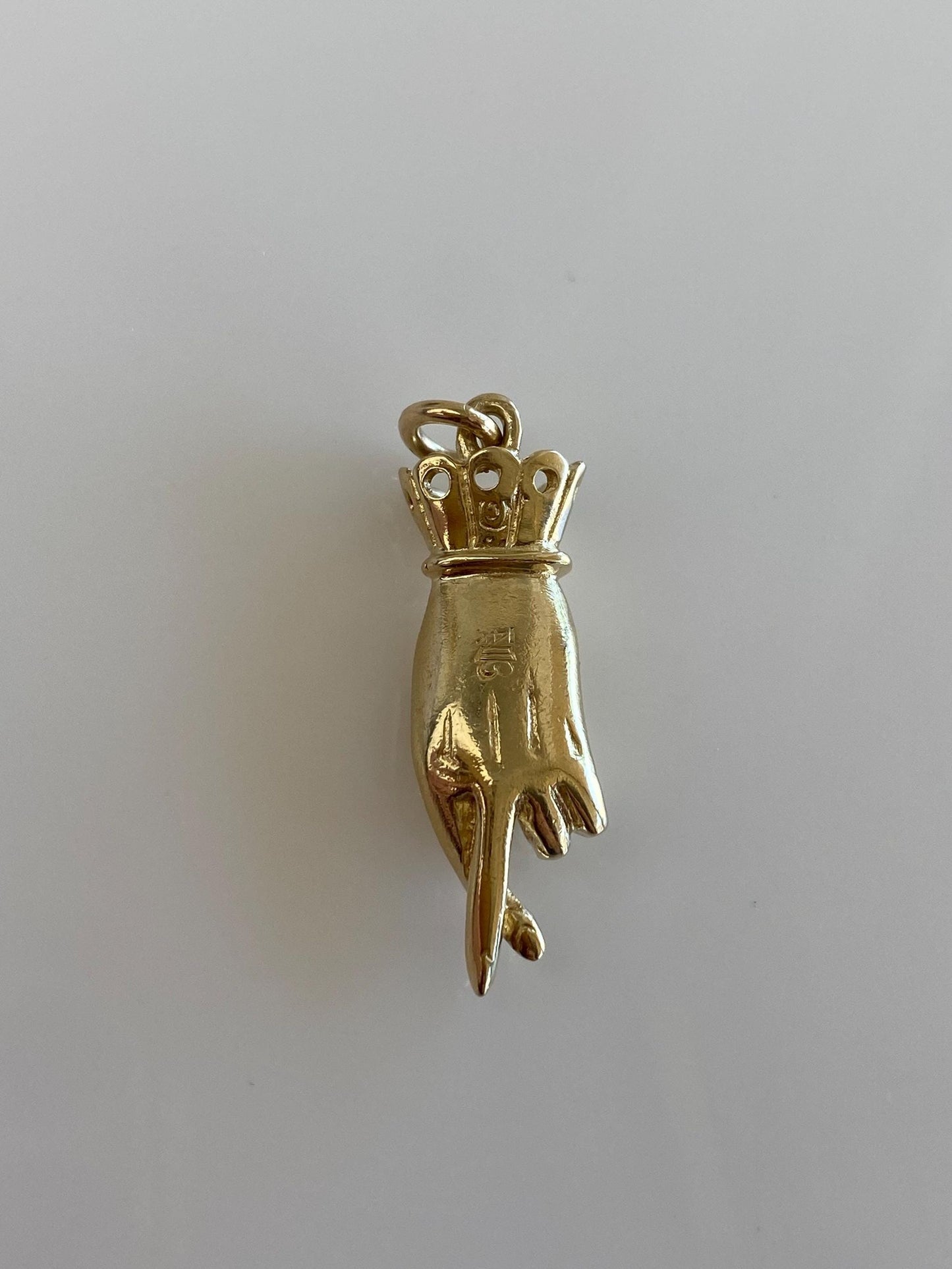 Vintage Solid 14k Yellow Gold Fingers Crossed Hand Charm