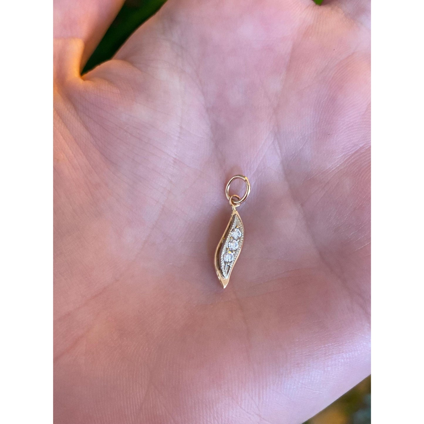 Vintage Solid 14k White & Rose Gold Cubic Zirconia Charm