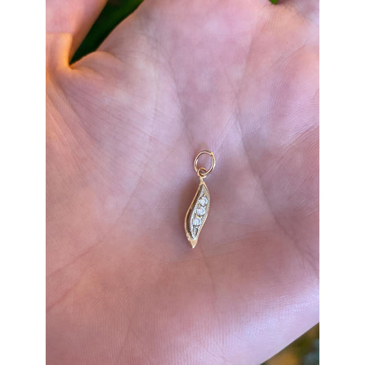 Vintage Solid 14k White & Rose Gold Cubic Zirconia Charm