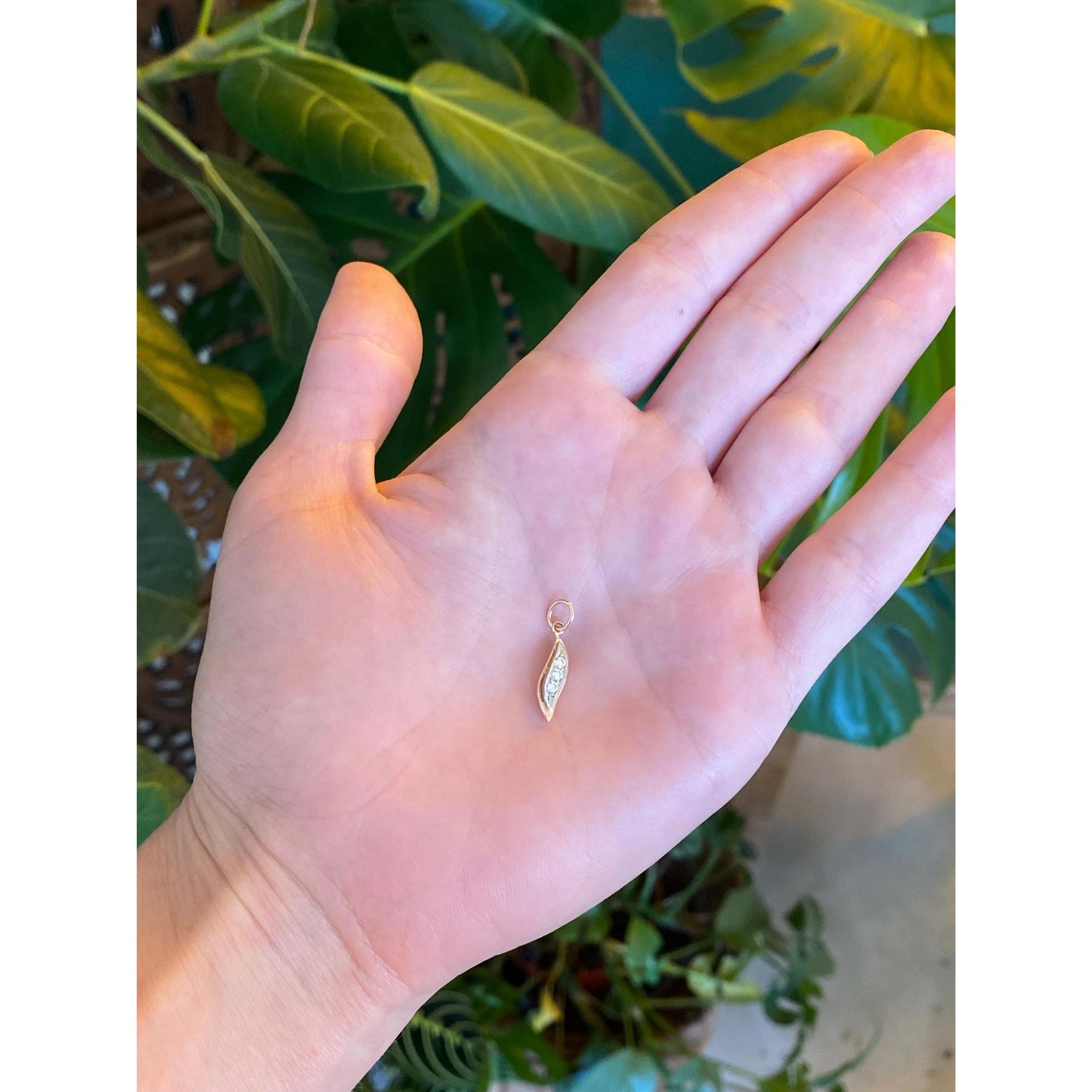 Vintage Solid 14k White & Rose Gold Cubic Zirconia Charm