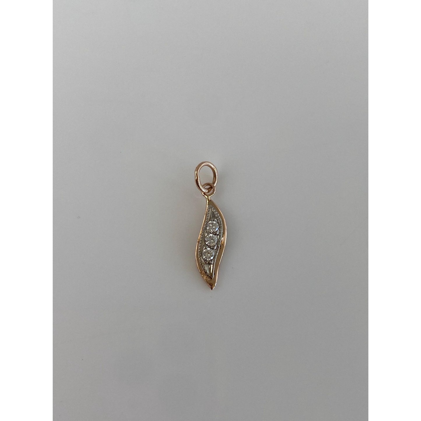 Vintage Solid 14k White & Rose Gold Cubic Zirconia Charm
