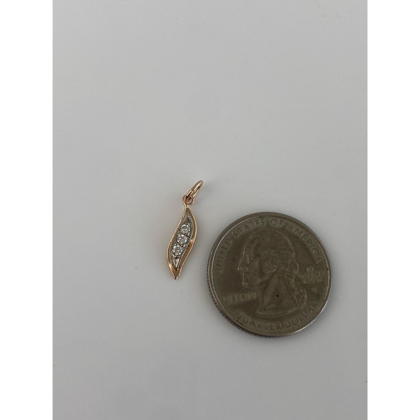 Vintage Solid 14k White & Rose Gold Cubic Zirconia Charm