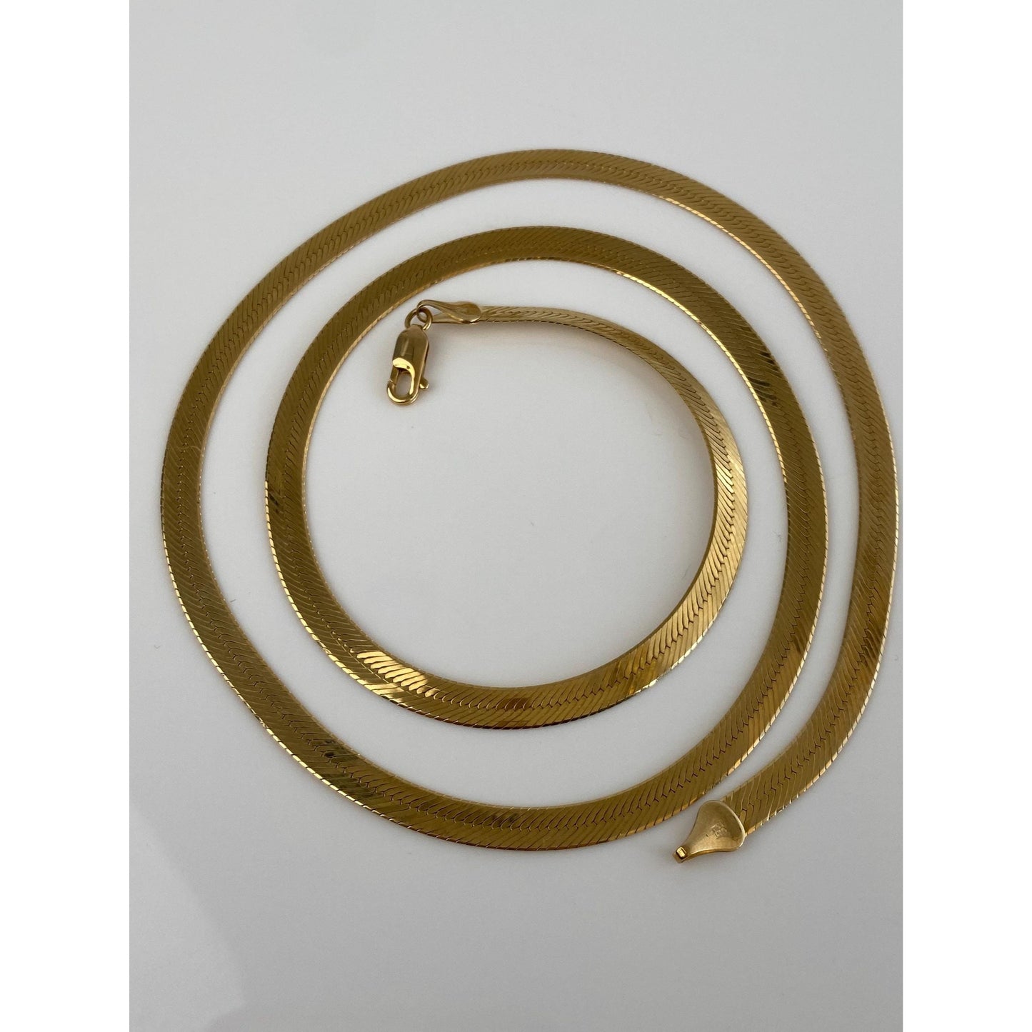 Vintage Solid 14k Yellow Gold Herringbone Chain Necklace - 24 inches