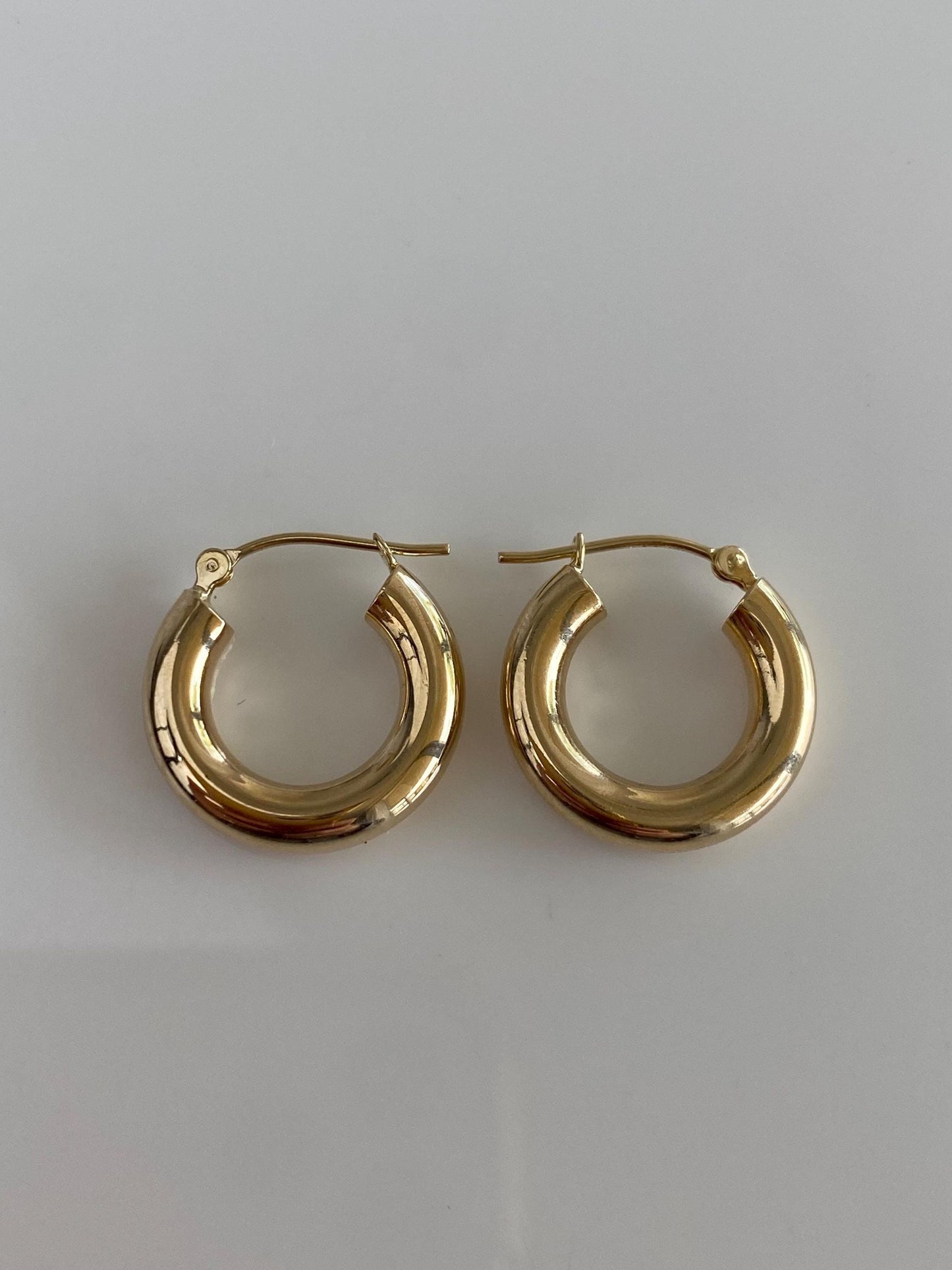 Vintage 14k Yellow Gold Chunky Little Hoop Earrings