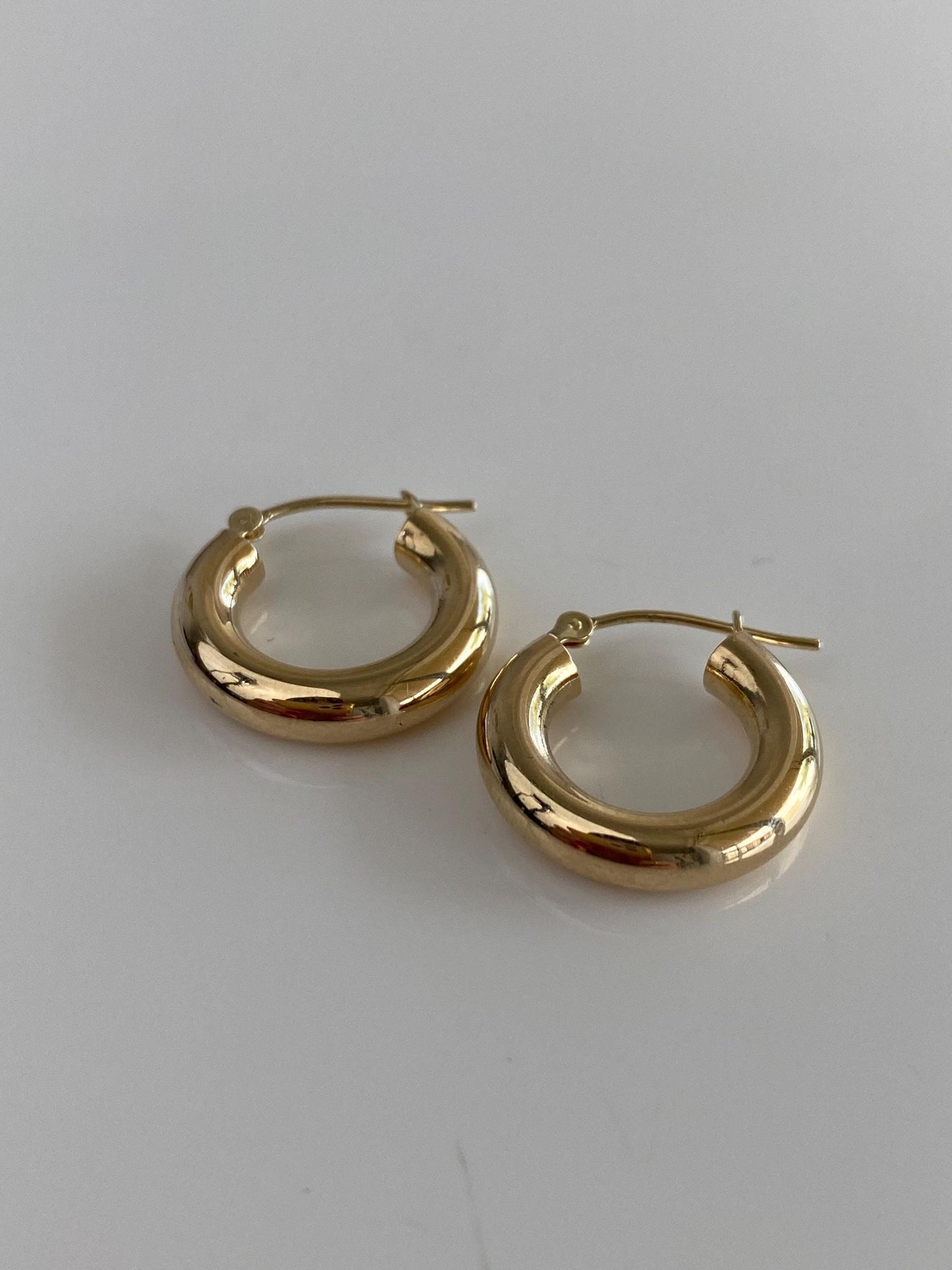 Vintage 14k Yellow Gold Chunky Little Hoop Earrings