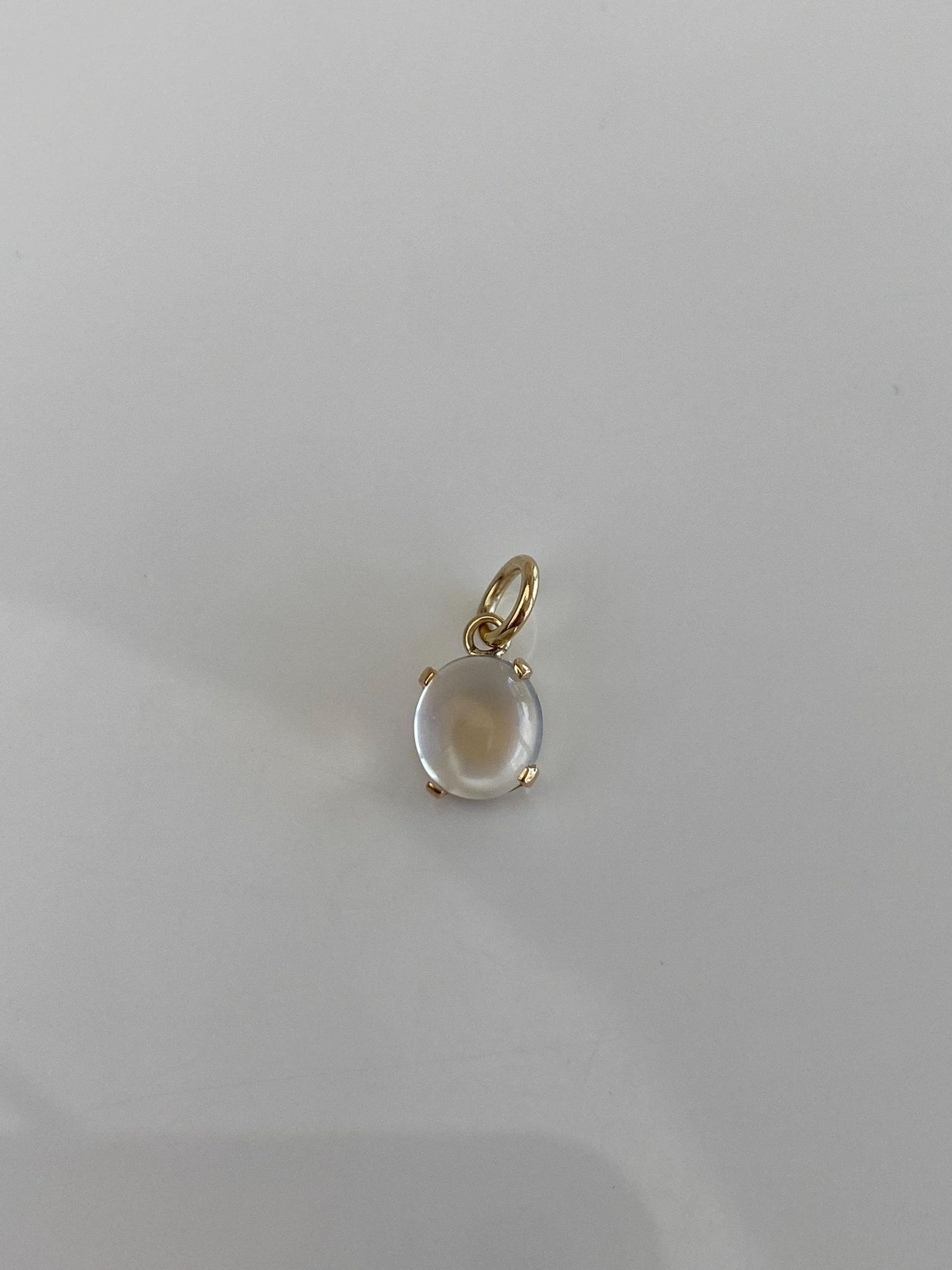 Vintage Solid 14k Yellow Gold Small Moonstone Charm