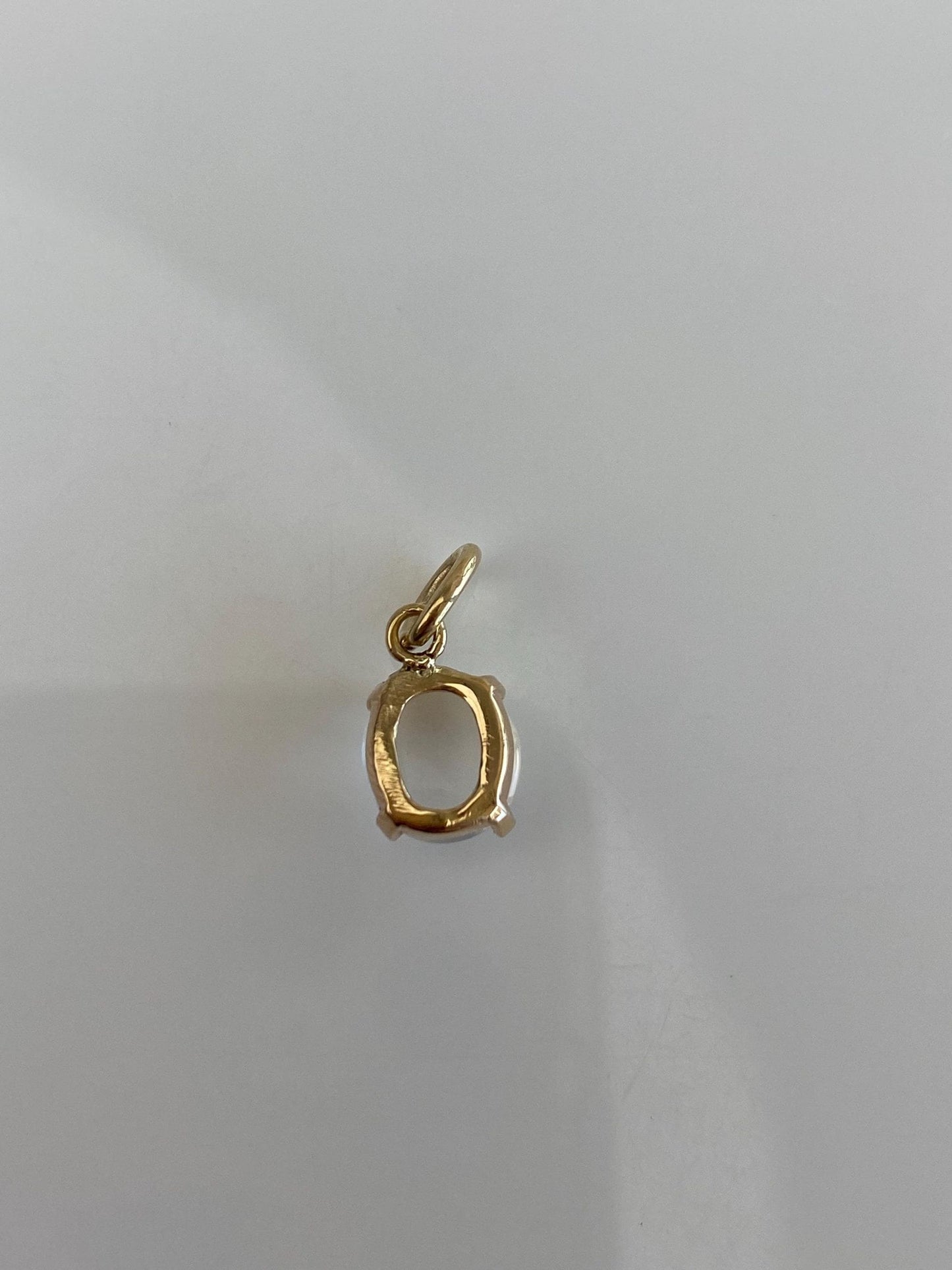 Vintage Solid 14k Yellow Gold Small Moonstone Charm
