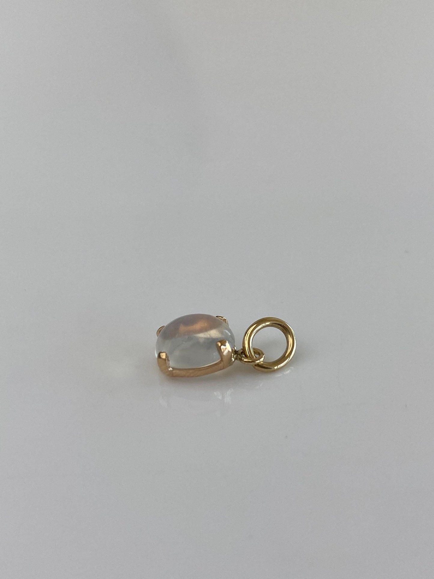 Vintage Solid 14k Yellow Gold Small Moonstone Charm