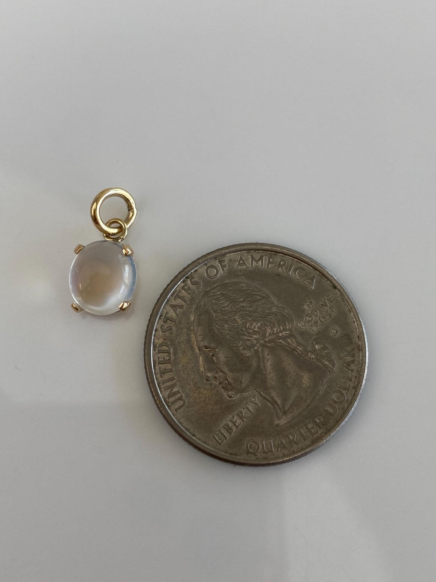 Vintage Solid 14k Yellow Gold Small Moonstone Charm