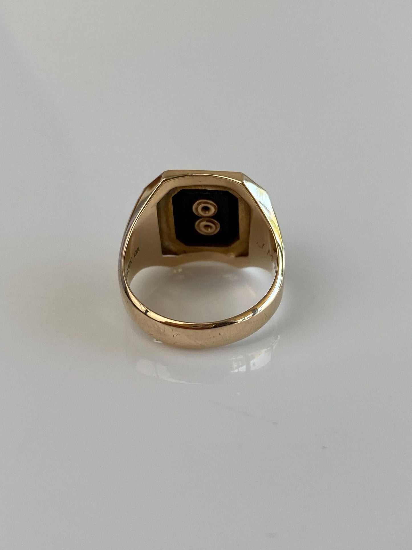 Vintage Solid 10k Yellow Gold Black Onyx WHS 1954 Class Ring - Size 5.25