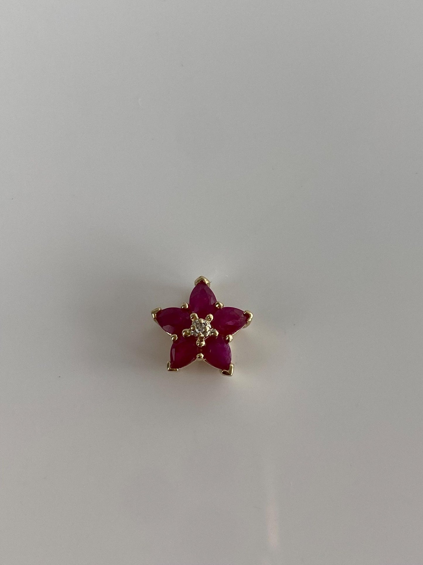Vintage Solid 10k Yellow Gold Diamond Ruby Slide Charm