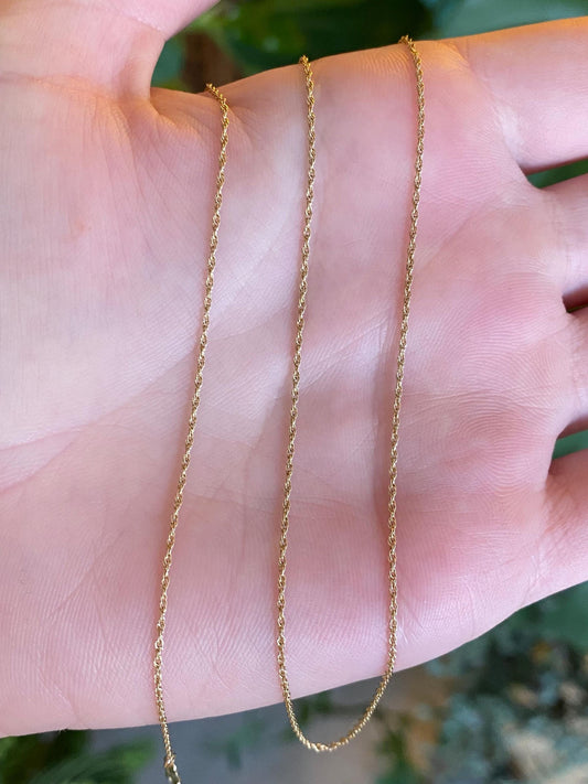 Vintage Solid 14k Yellow Gold Dainty Chain Necklace - 18.25 inches