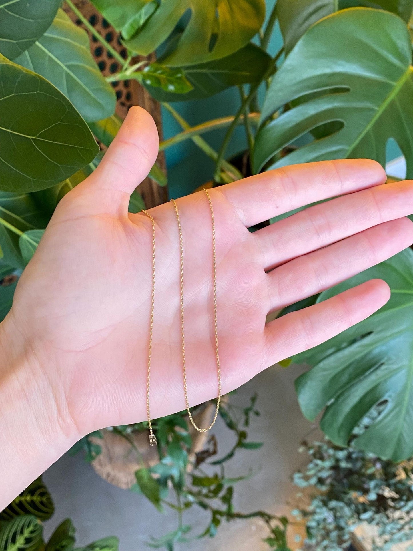 Vintage Solid 14k Yellow Gold Dainty Chain Necklace - 18.25 inches
