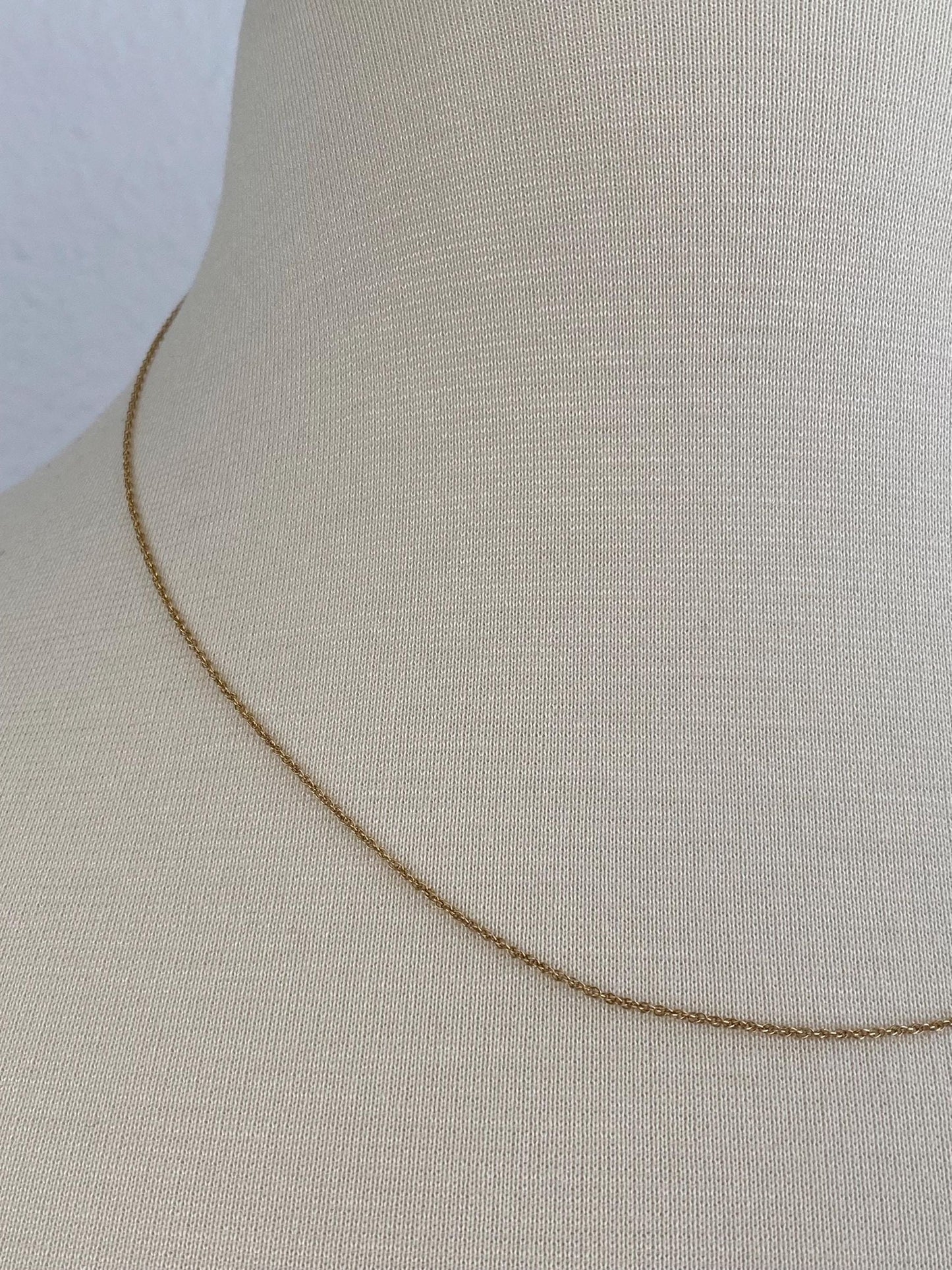 Vintage Solid 14k Yellow Gold Dainty Chain Necklace - 18.25 inches