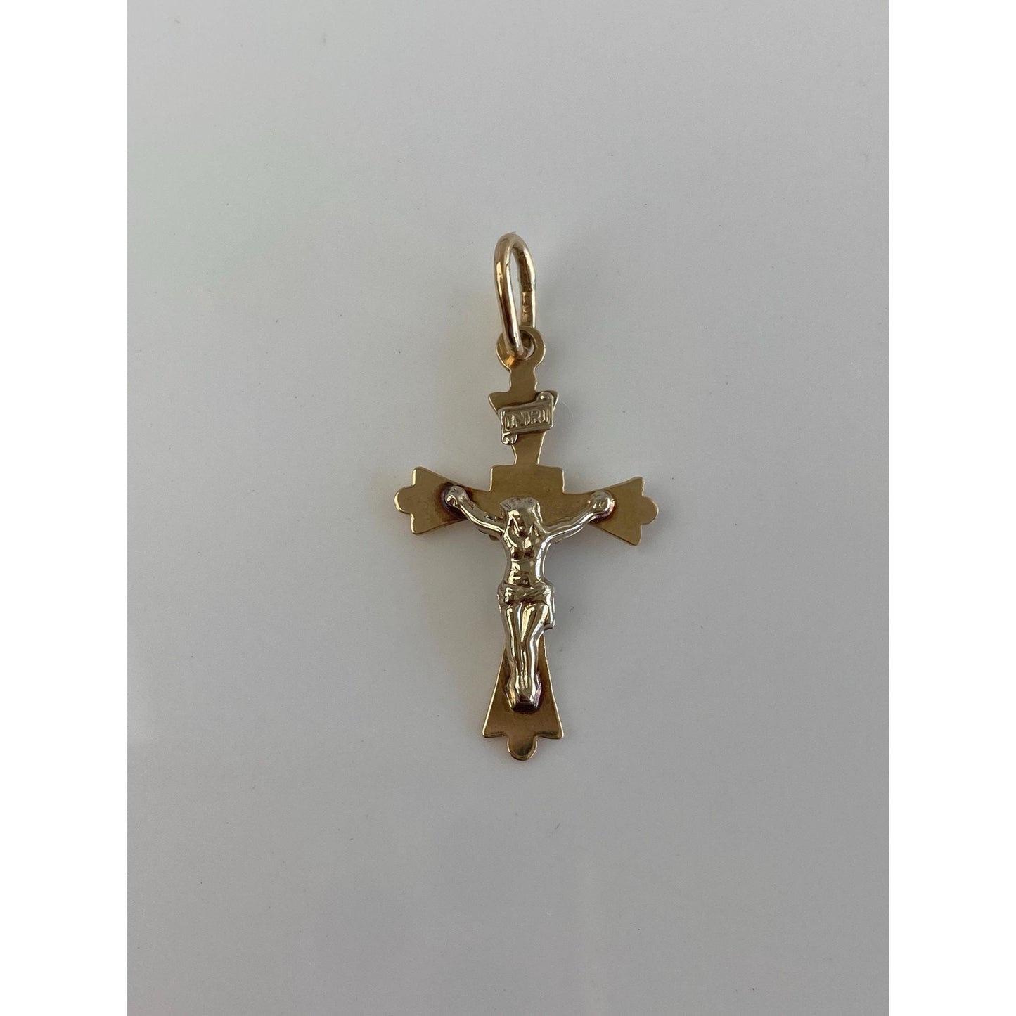 Vintage Solid 14k Yellow Gold Crucifix Cross Charm