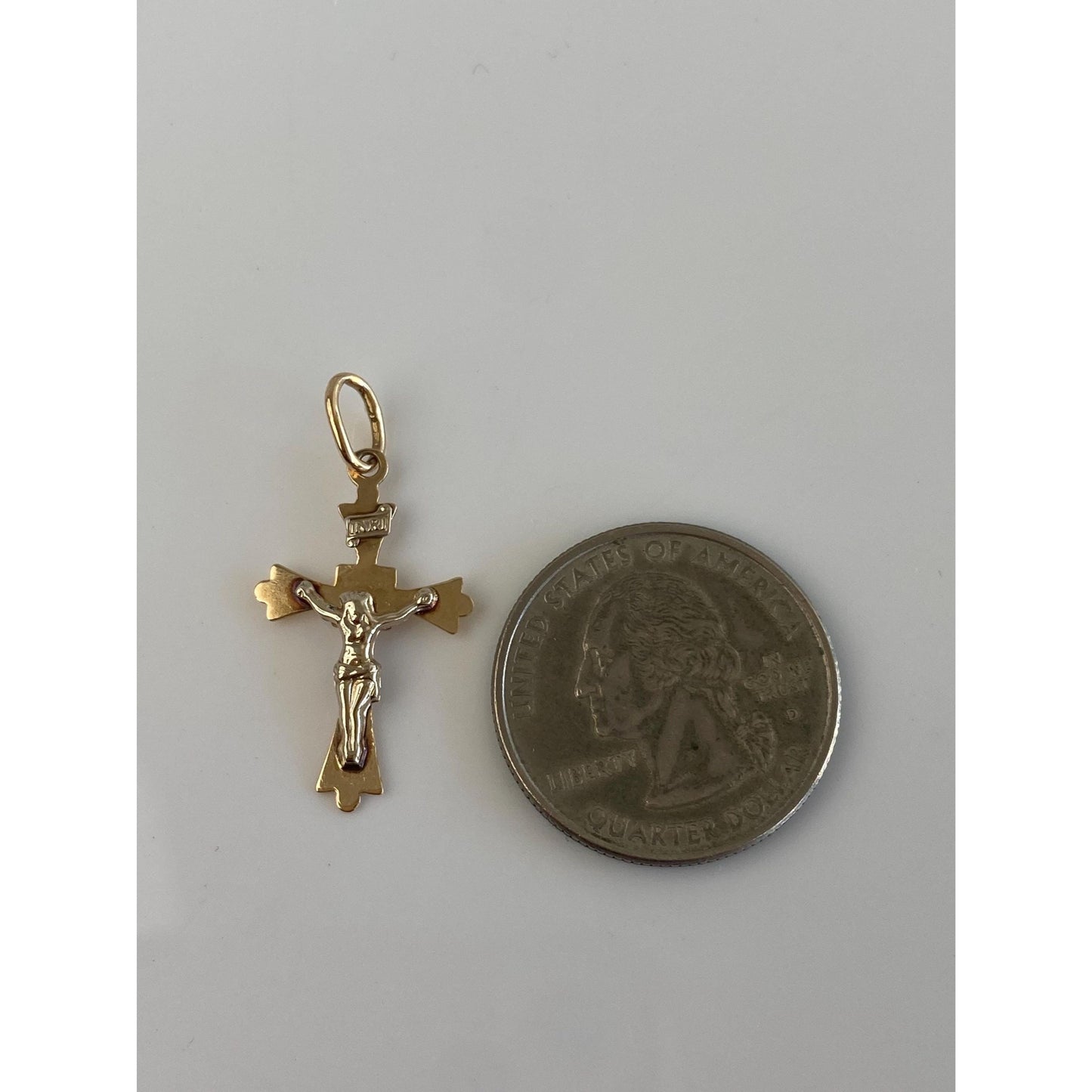 Vintage Solid 14k Yellow Gold Crucifix Cross Charm