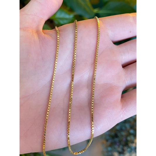 Vintage Solid 14k Yellow Gold Chunky Box Chain Necklace - 18.25 inches