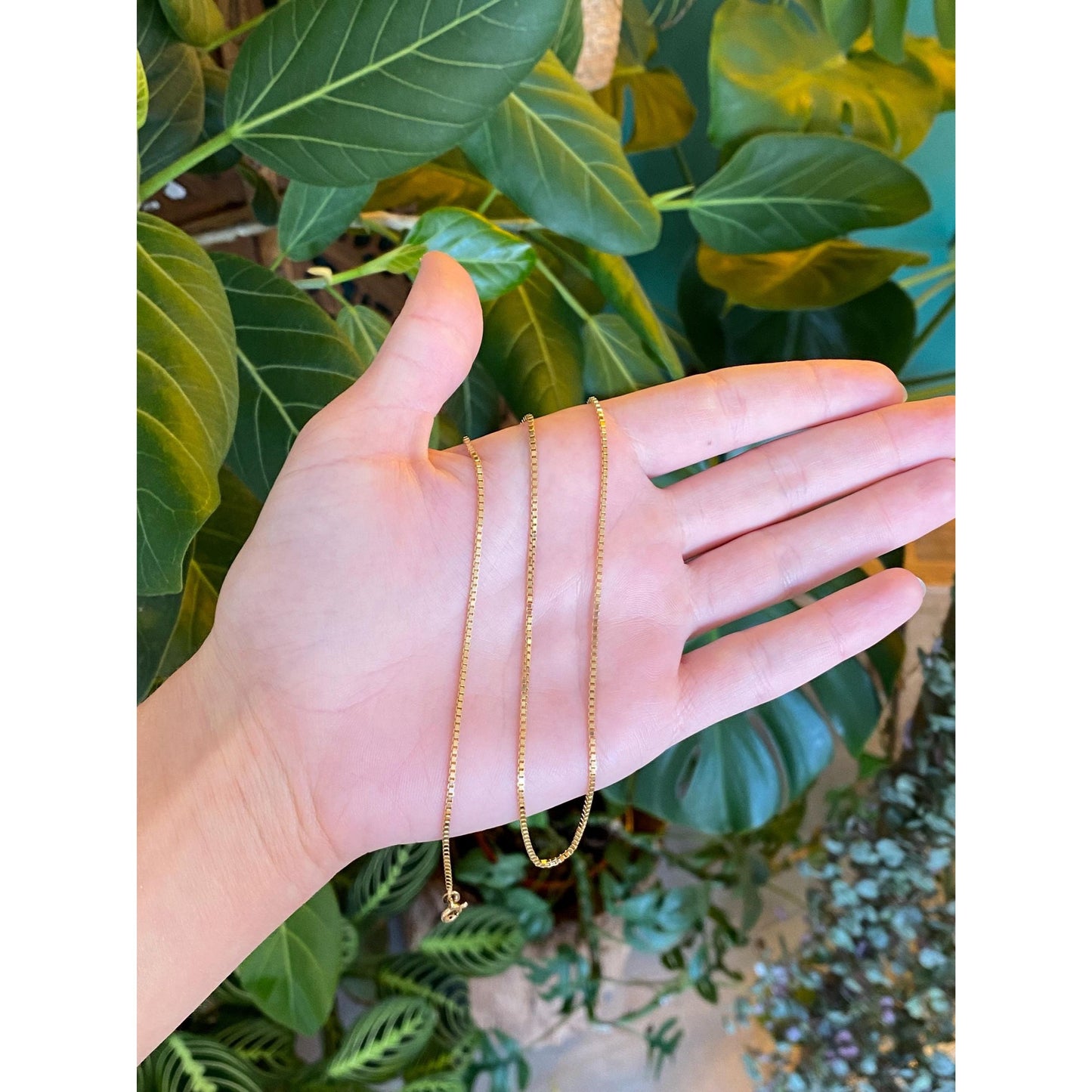 Vintage Solid 14k Yellow Gold Chunky Box Chain Necklace - 18.25 inches