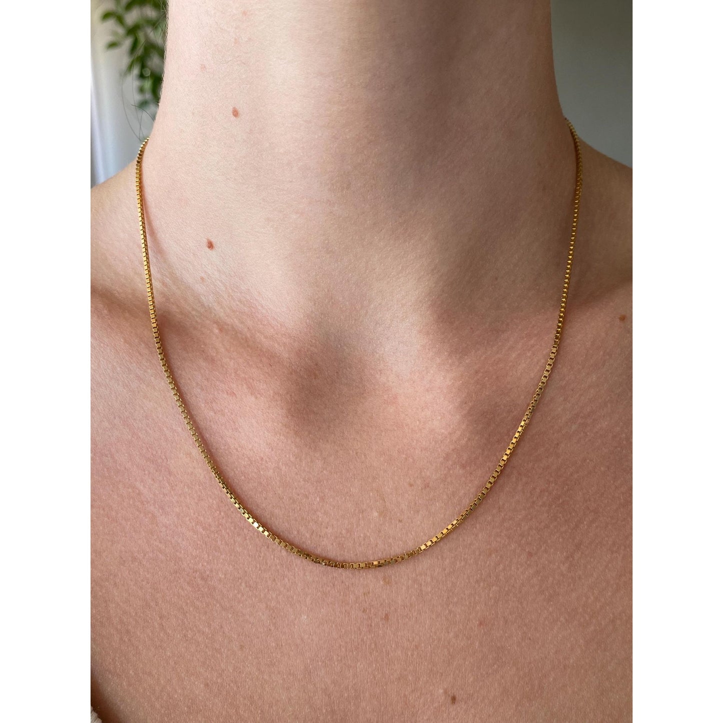 Vintage Solid 14k Yellow Gold Chunky Box Chain Necklace - 18.25 inches