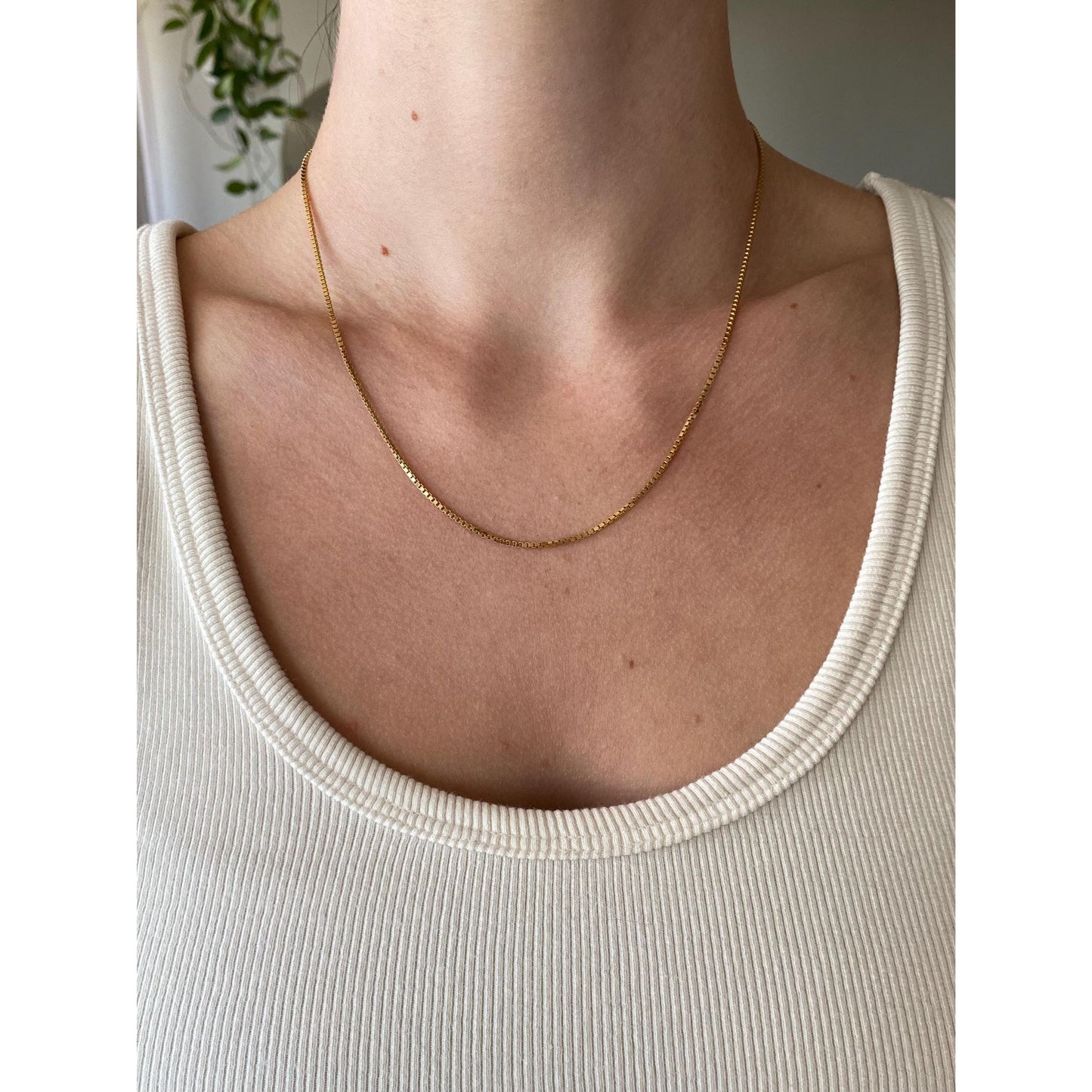 Vintage Solid 14k Yellow Gold Chunky Box Chain Necklace - 18.25 inches