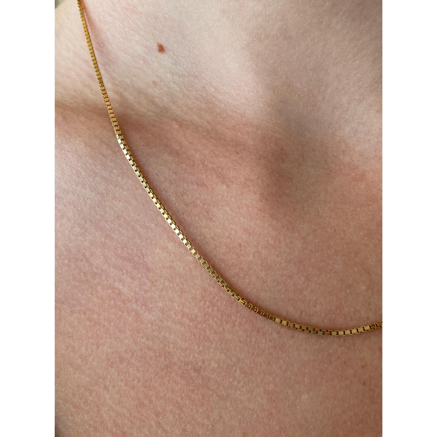 Vintage Solid 14k Yellow Gold Chunky Box Chain Necklace - 18.25 inches