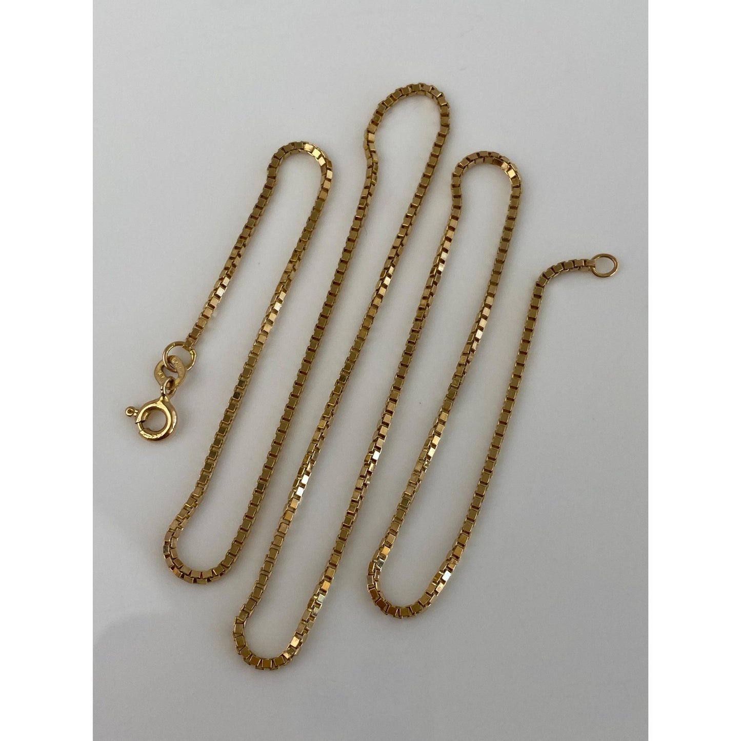 Vintage Solid 14k Yellow Gold Chunky Box Chain Necklace - 18.25 inches