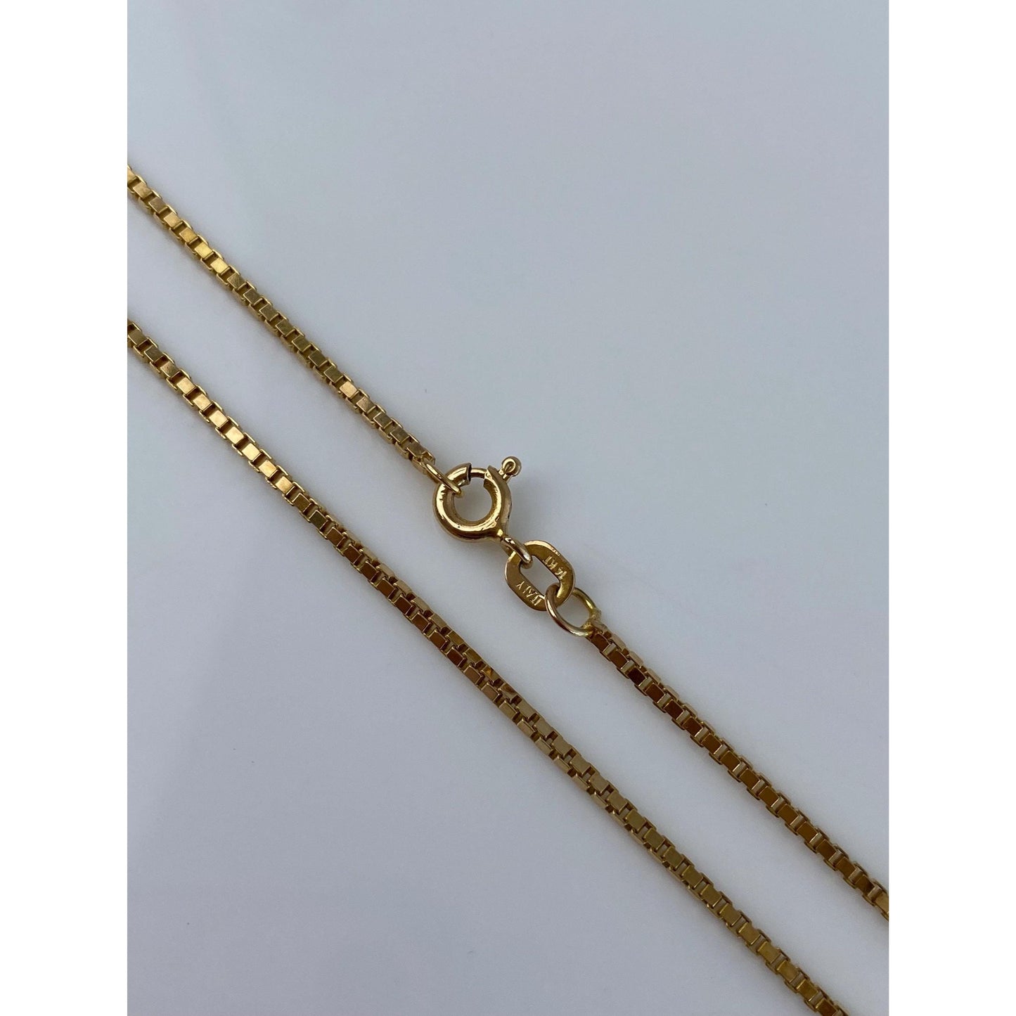 Vintage Solid 14k Yellow Gold Chunky Box Chain Necklace - 18.25 inches